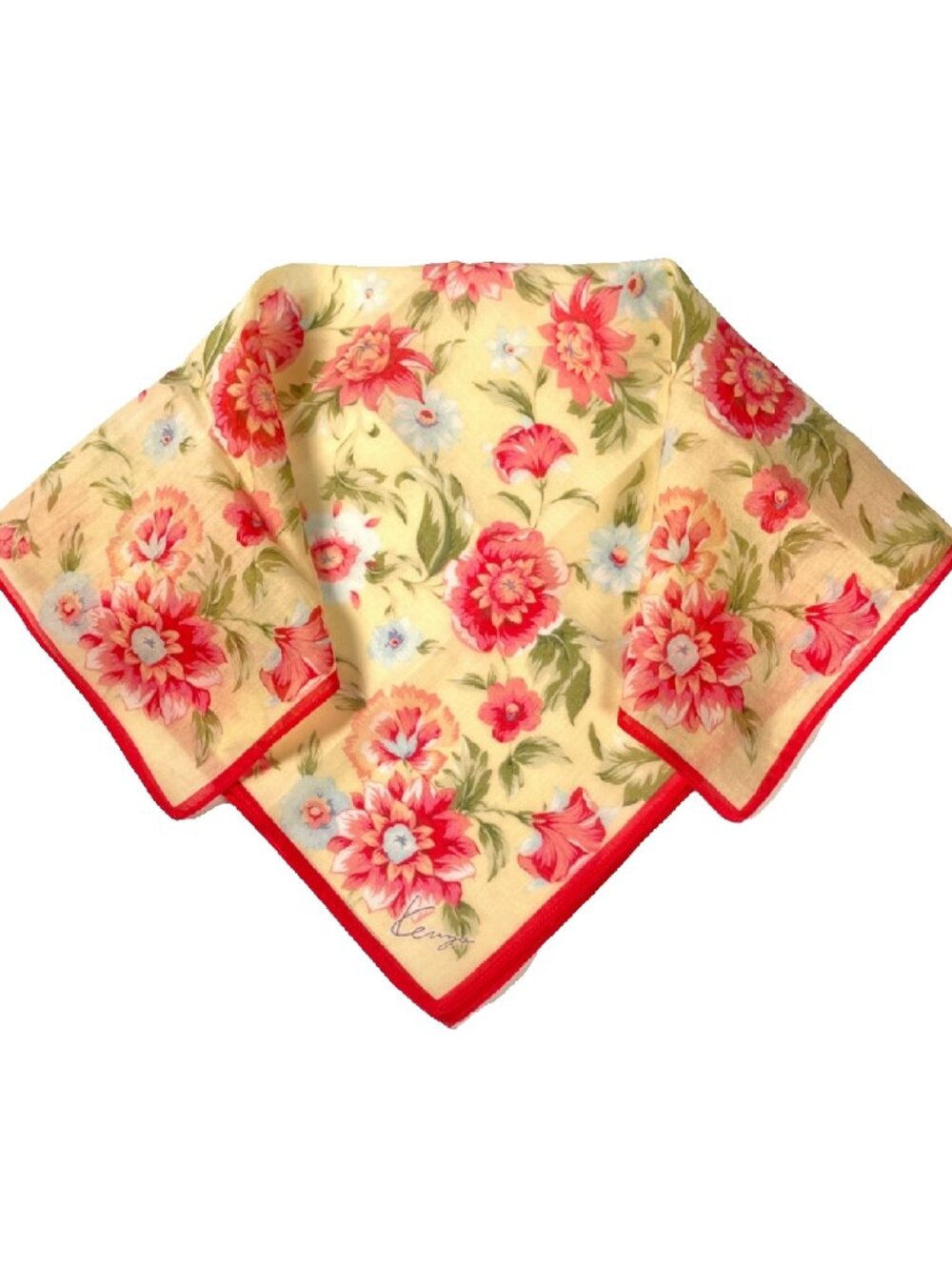 Vintage Kenzo Floral Cotton Scarf Made in Japan